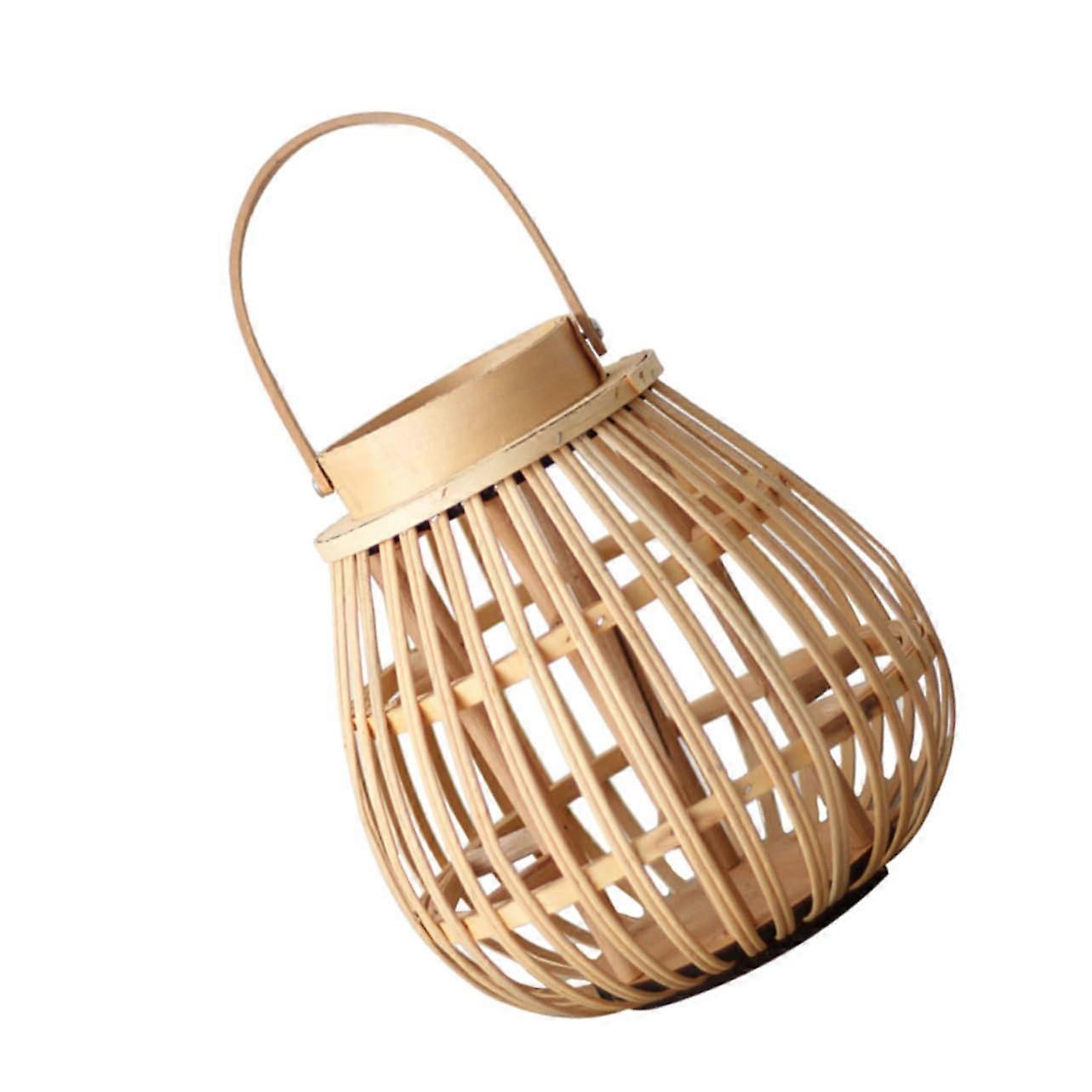 Bamboo Candle Holder Lantern with Rattan Design for Home, Table Centerpiece and Party Decor