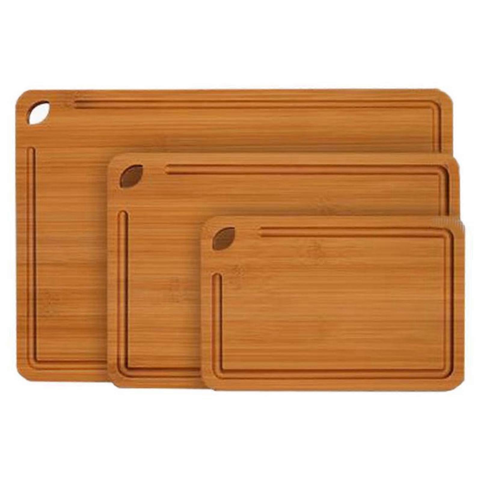 Bamboo Cutting Board Set of 3 with Deep Juice Grooves for Meat, Vegetables, Fruit and Cheese