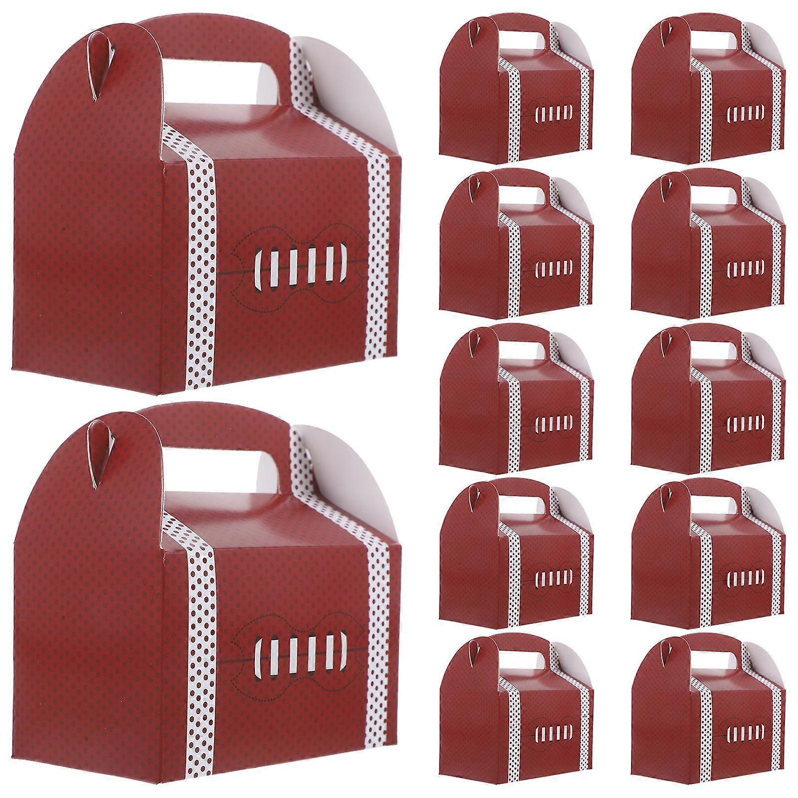 18pcs Rugby Pattern Treat Boxes Candy Boxes Goodies Boxes Present Boxes with Handles