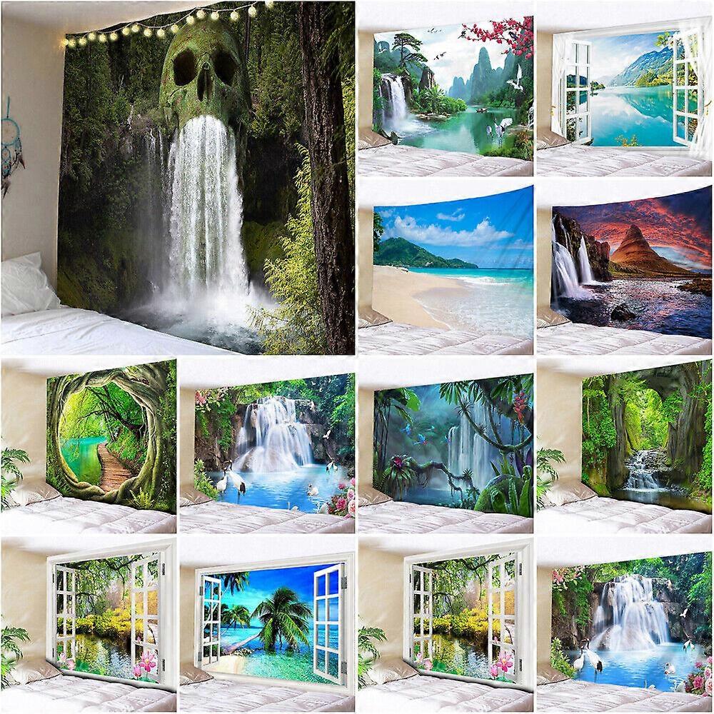 Large Waterfall Tapestry Window 3D Wall Hanging Throw Blanket Bedspread Backdrop