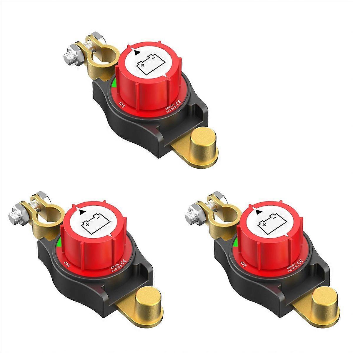 3X Top Post Battery Disconnect Switch 12v,Battery Kills Switch Negative on/Off 12-48V Top Post Batte