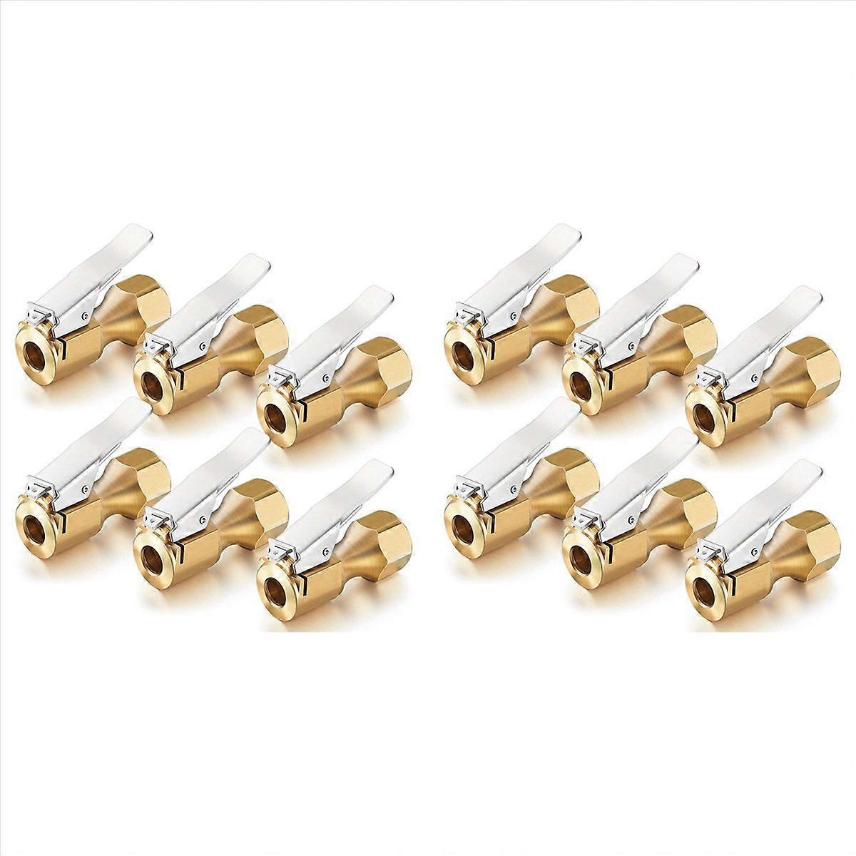 12 Pieces Brass Air Chuck Open Flow Straight Tire Chuck with Clip for Tire Inflator Gauge Compressor