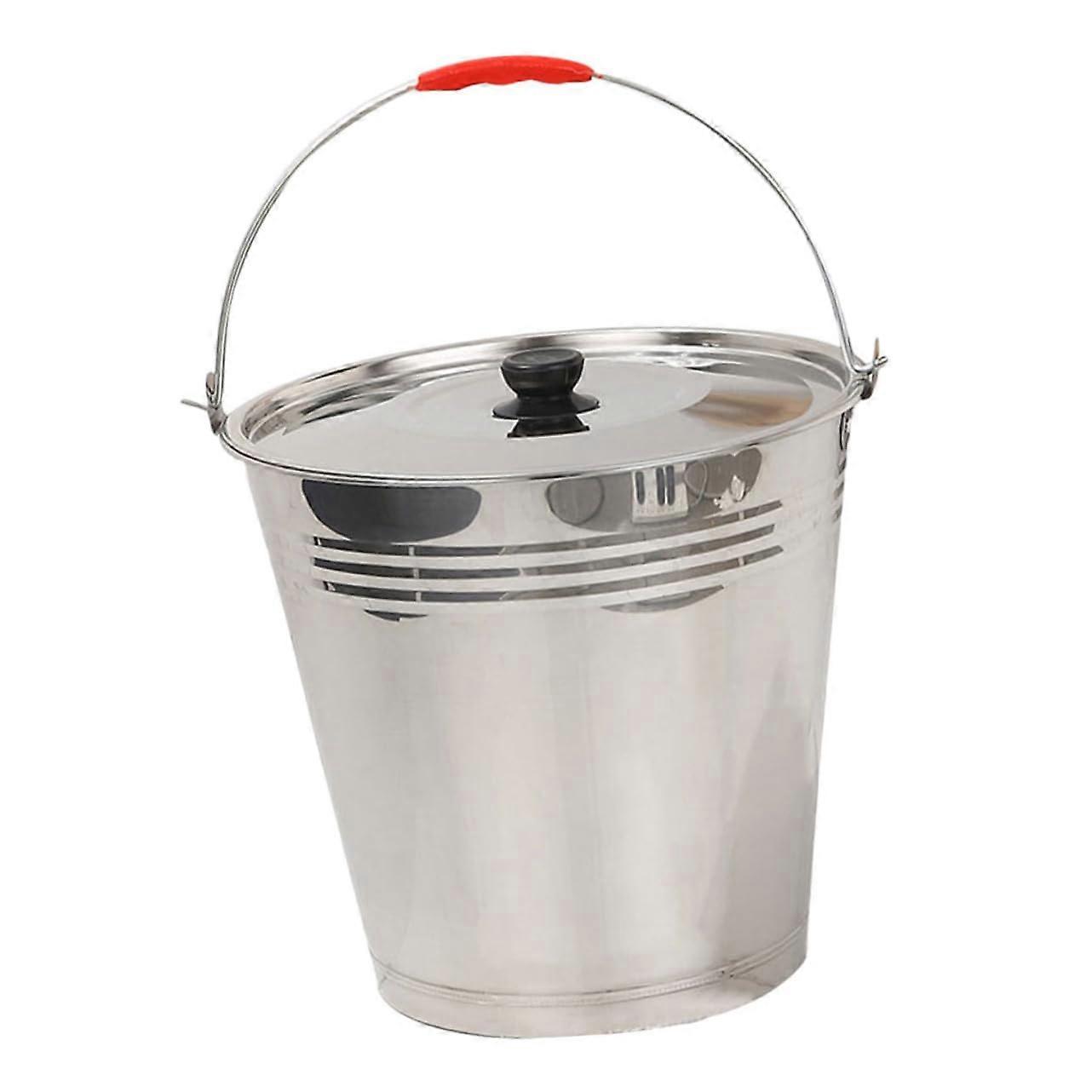 Stainless Steel Milk Bucket with Lid for Water Ice Storage Home Farm Use Durable Container