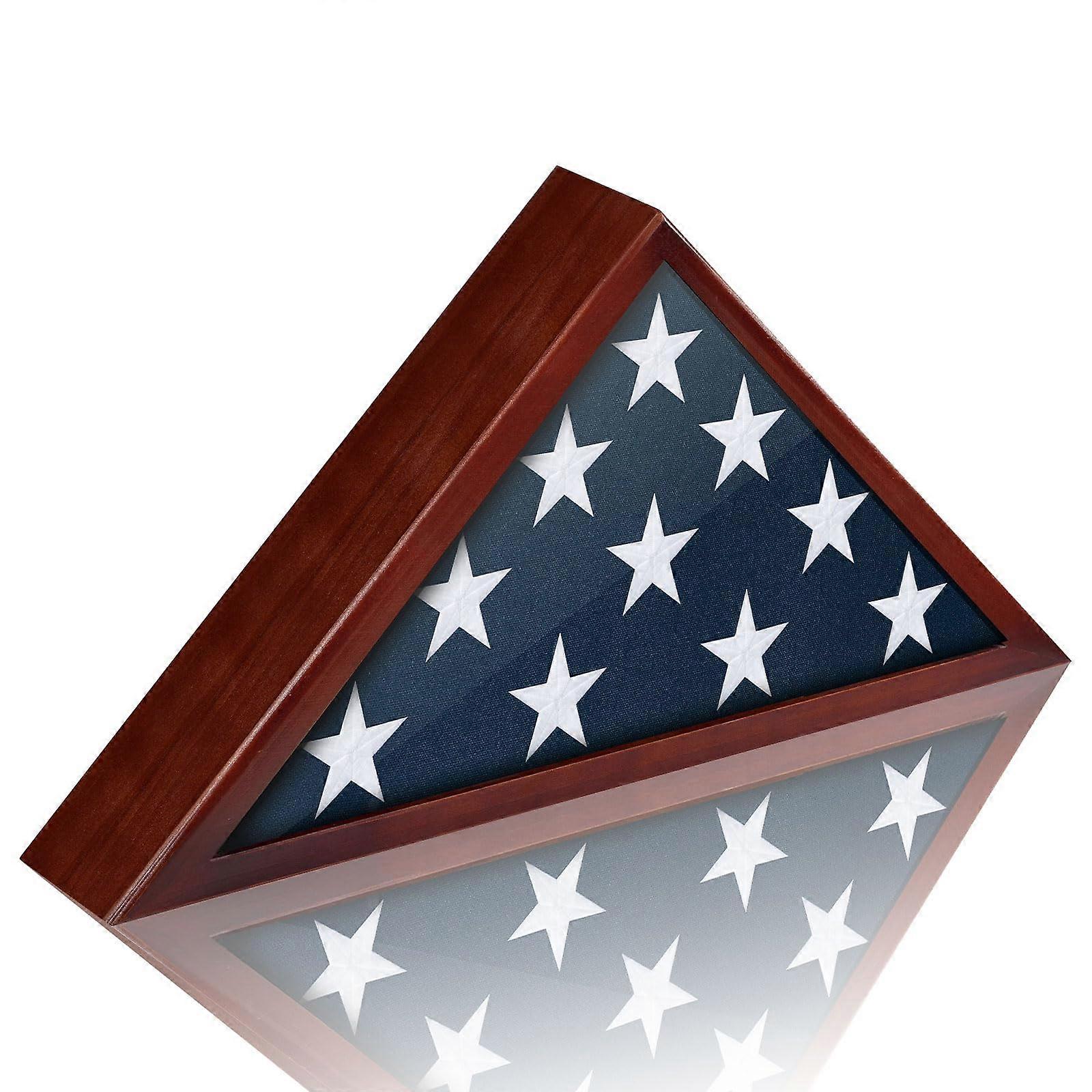 Burial Flag Display Case for 5x9.5 Veteran Flag Solid Wood Military Memorial Shadow Box Frame