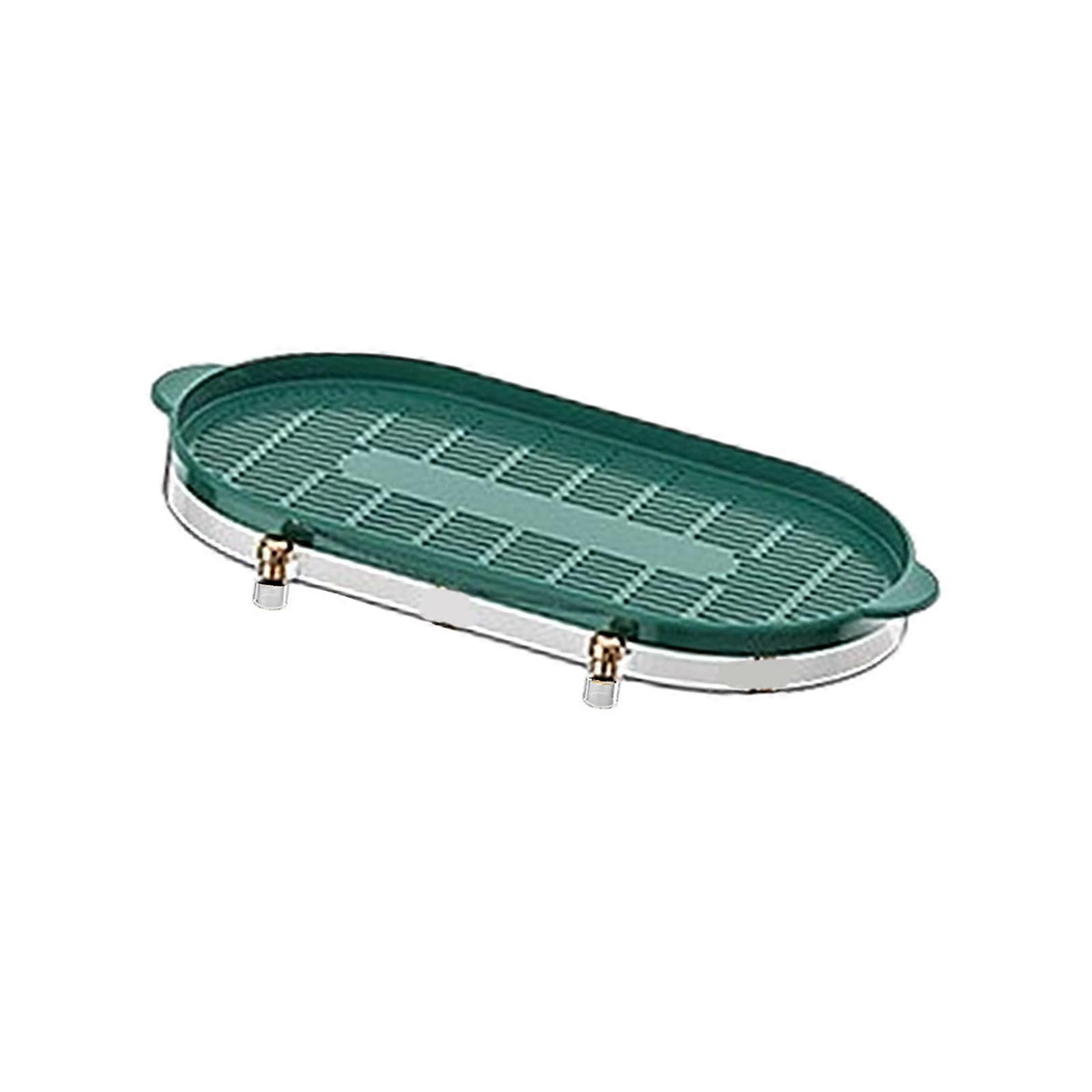 Portable Double Layer Cup Stand with Drainages Function Space Efficient 2 Layer Cup Holder for Homes Office Setting  dark green