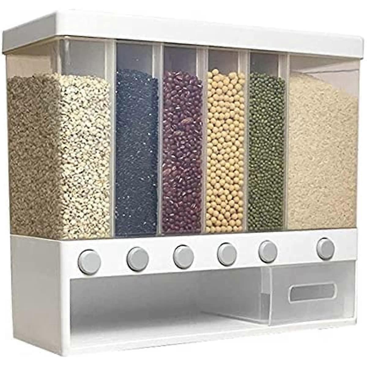 10L Wall Mounted Dry Food Dispenser Airtight Storage Bucket Large Capacity Cereal Container For Rice Beans Grains