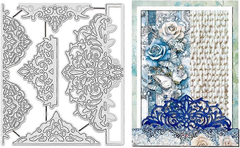 5Pcs Lace Flower Frame Metal Cutting Dies for Card Making Wedding Greeting Crad Frame Border Die Cuts Embossing Stencils Template Mould Paper for Scra