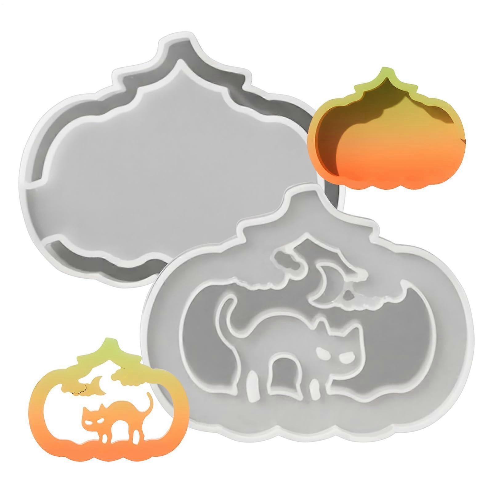 Halloween Pumpkin Silicone Mold with Intricate Carved Design for Fondant, Resin and Lantern Crafts