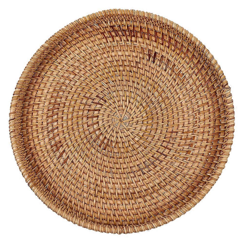 Hand Woven Round Serving Tray For Home And Kitchen Decor With Rustic Charm 1Pack