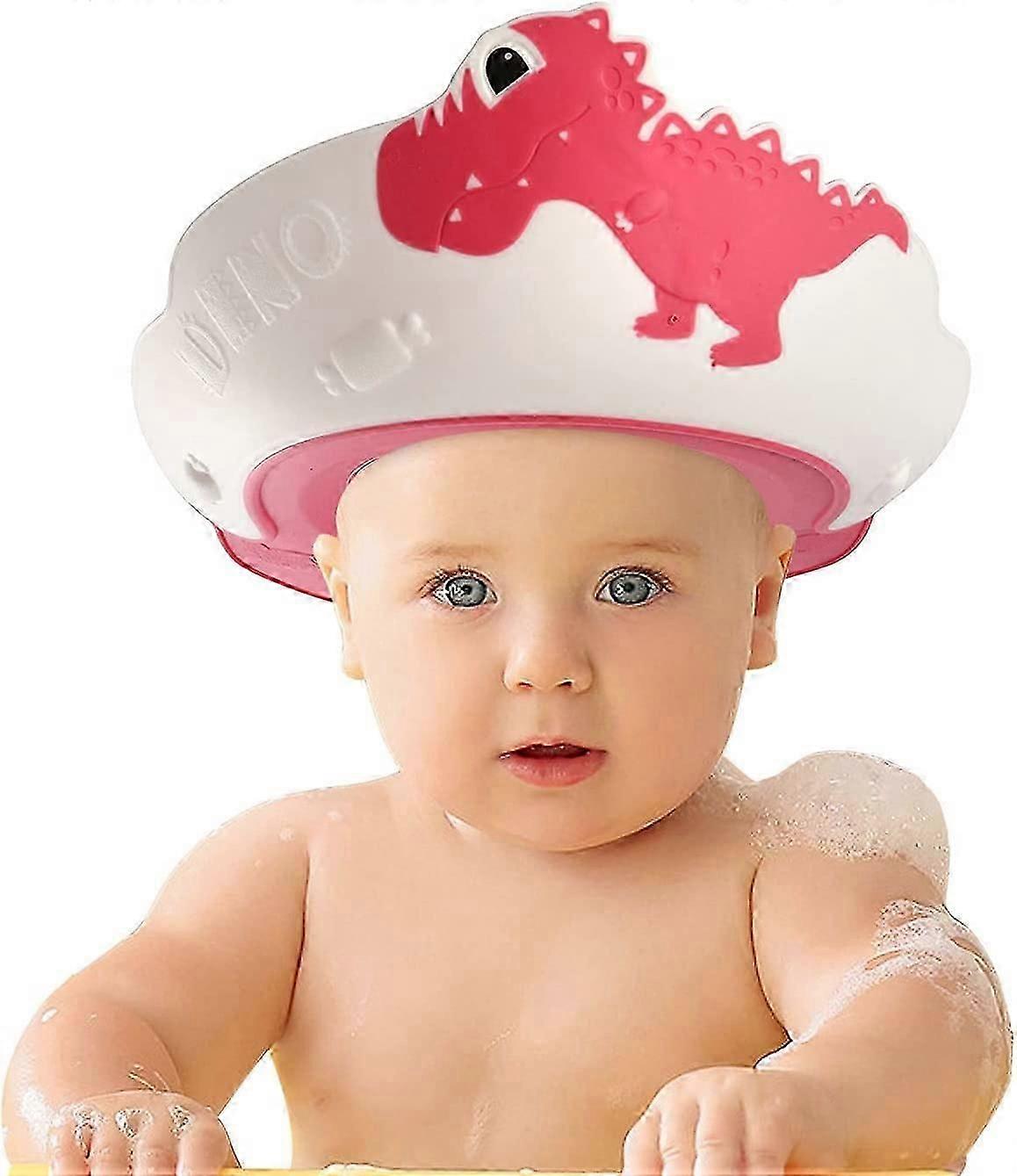 قبعة استحمام الطفل ، قناع قبعة حمام الطفل ، قبعة استحمام الطفل القابلة للتعديل لحماية العين والأذن والوجه (أحمر)