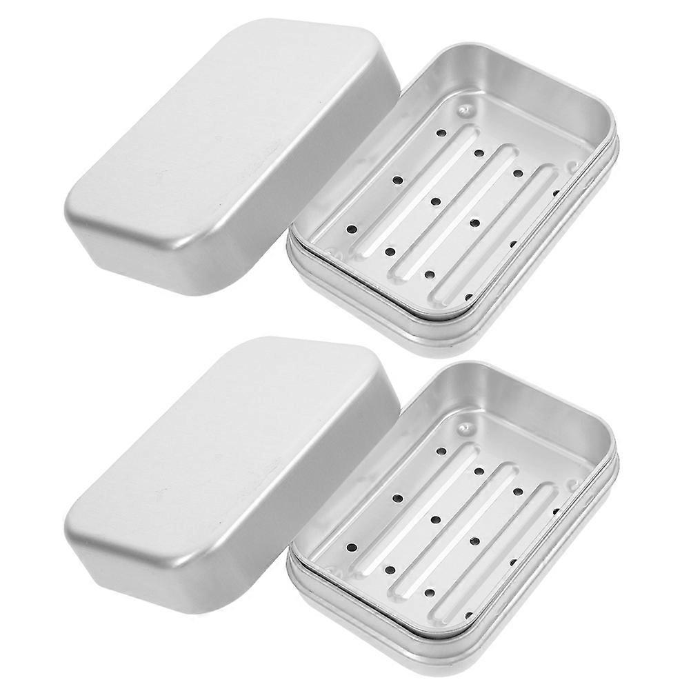 Portable Soap Holder Aluminum Soap Box for Storage Use 2Pcs Double Layer