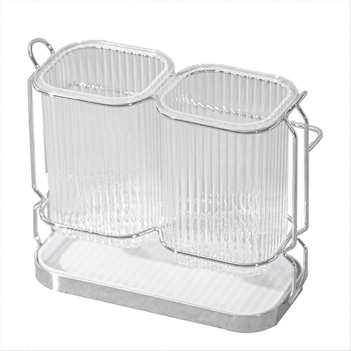 D-Toothbrush Holders for Bathroom, 2 Cup Toothbrush Holder, Removable