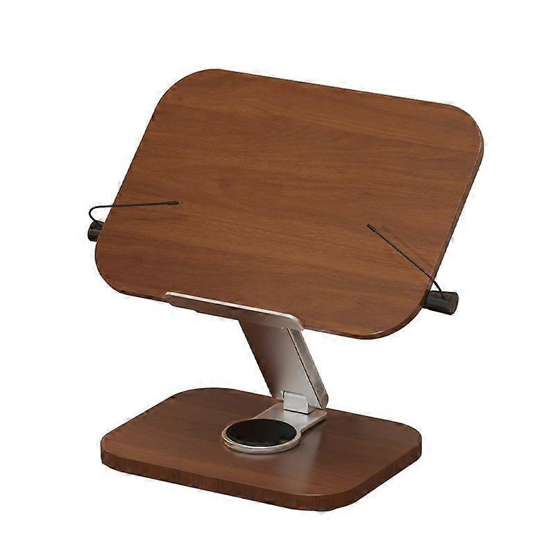 Adjustable 360-Degree Rotating Reading Stand With Walnut Wood Desktop Book Holder And Laptop Stand M1