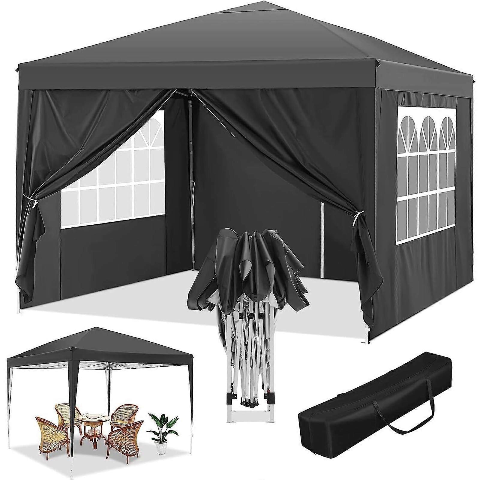 10x10 Pop Up Canopy Tent with UPF 50+ Sun Protection, 3 Adjustable Heights, Easy 1Person Setup for Outdoor Patio, Backyard and Garden