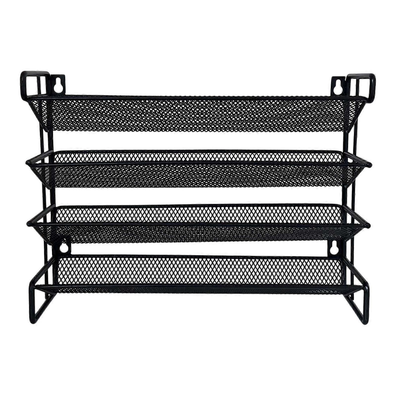 4 Tier Spice Rack Organizer with SpaceSaving Design for Wall Mount or Kitchen Cabinet Storage