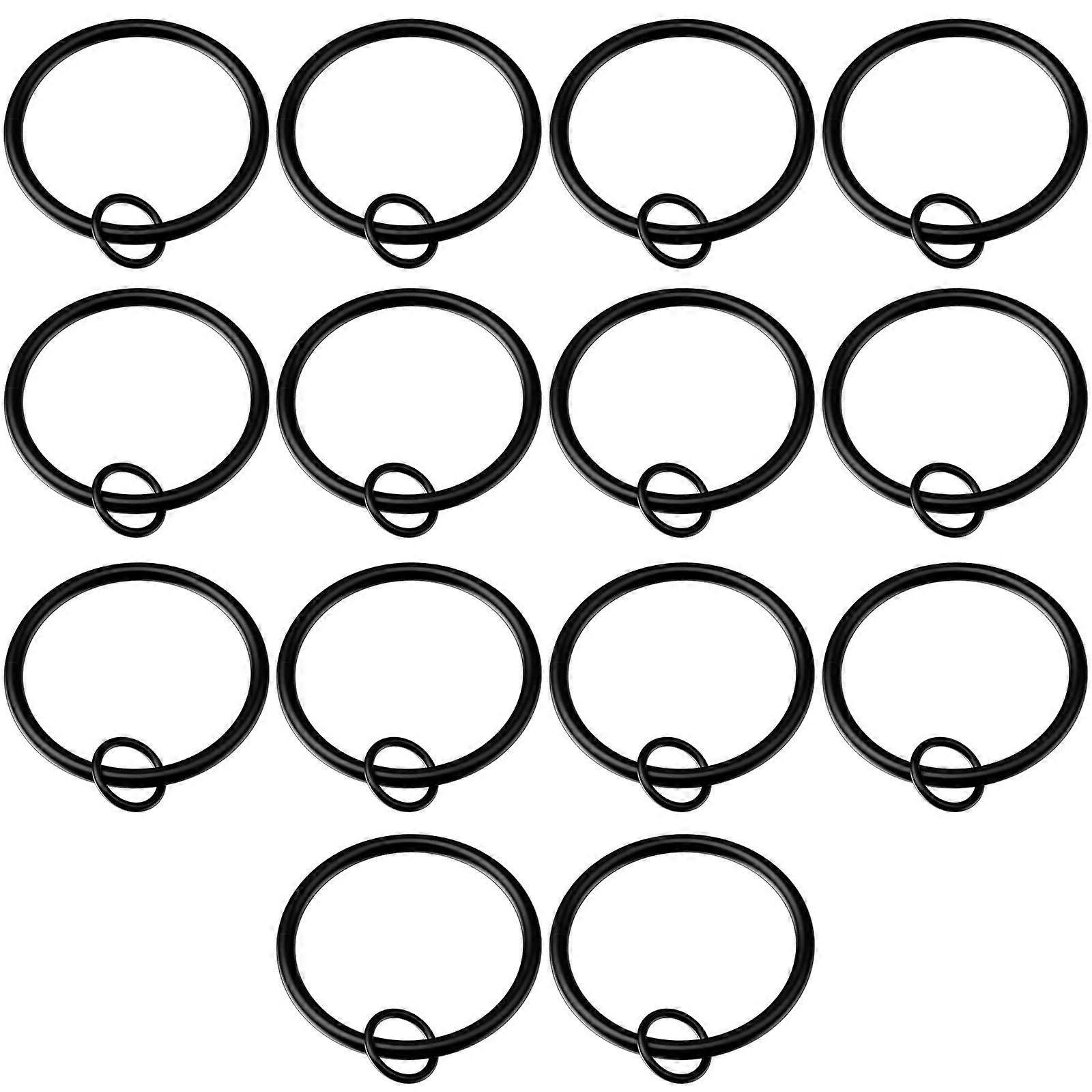 14 Pack Black Metal Curtain Rings with Eyelets 1.4 Inch for Hooks Smooth Glide Rust Resistant