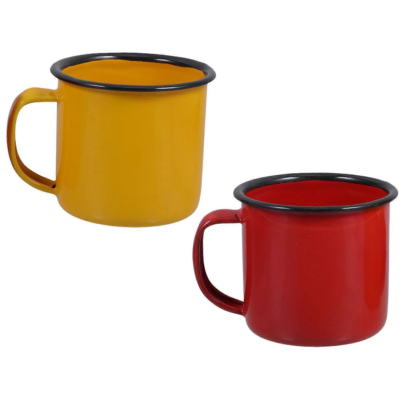 2 قطع المينا أكواب المياه Vinatge أكواب الشرب أكواب القهوة المنزلية أكواب الحليب