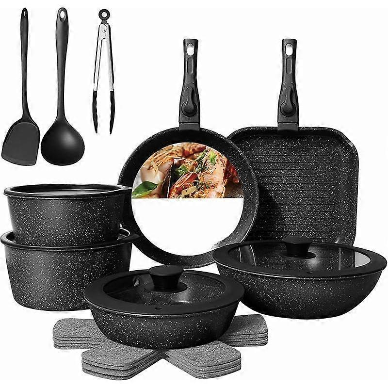 20 Pcs Pots and Pans Set Non Stick, Ceramic Cookware Set Detachable Handle, RV Cooking Set Removeable Handles, Oven Safe, Induction Ready, S