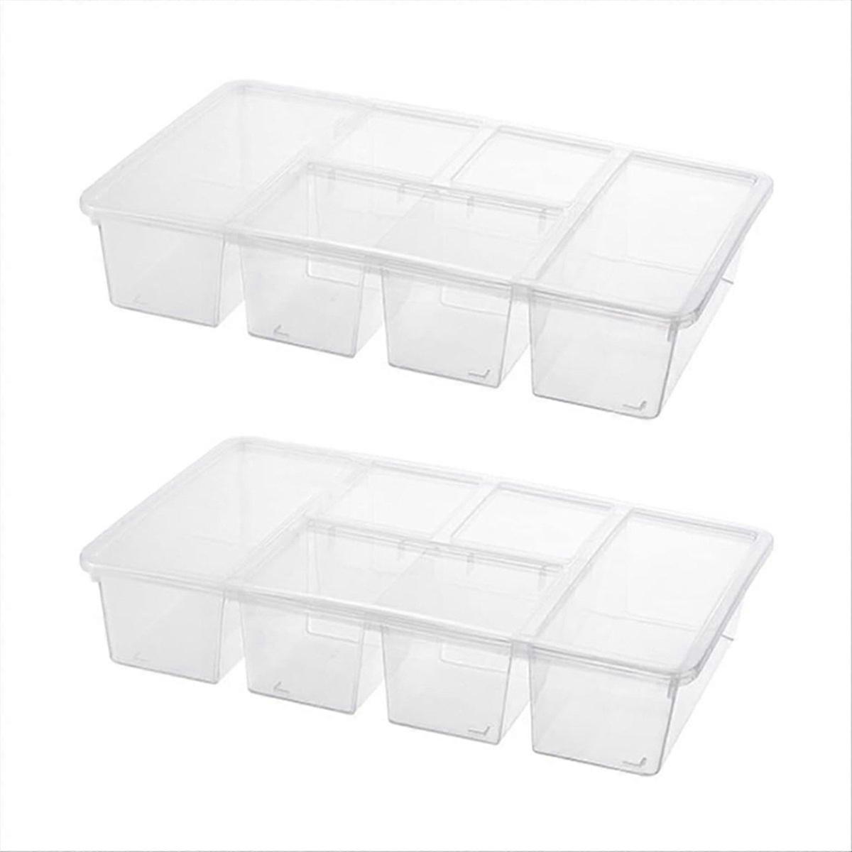 Divided Vegetable Trays with Lids,Compartment Refrigerator Boxes