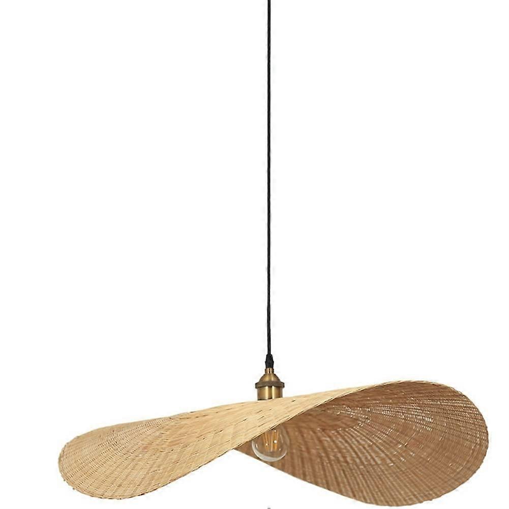 Bamboo Pendant Light Handwoven Shade Adjustable Height Natural Rattan Wicker Ceiling Lamp 60cm