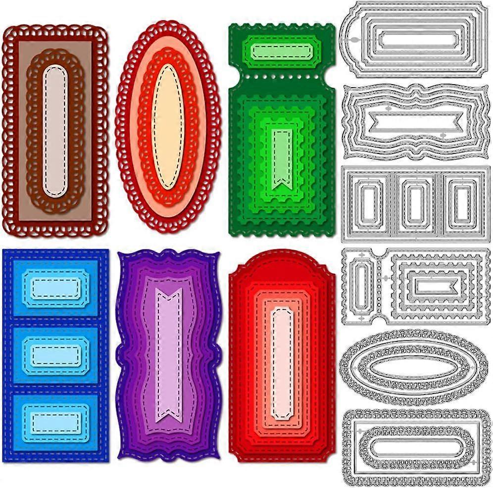 Long Label Frame Cutting Dies Background Frame Metal Die Cuts Template Bookmark Geometric Shape Embossing Carbon Steel Stencils for Card Making Scrapb