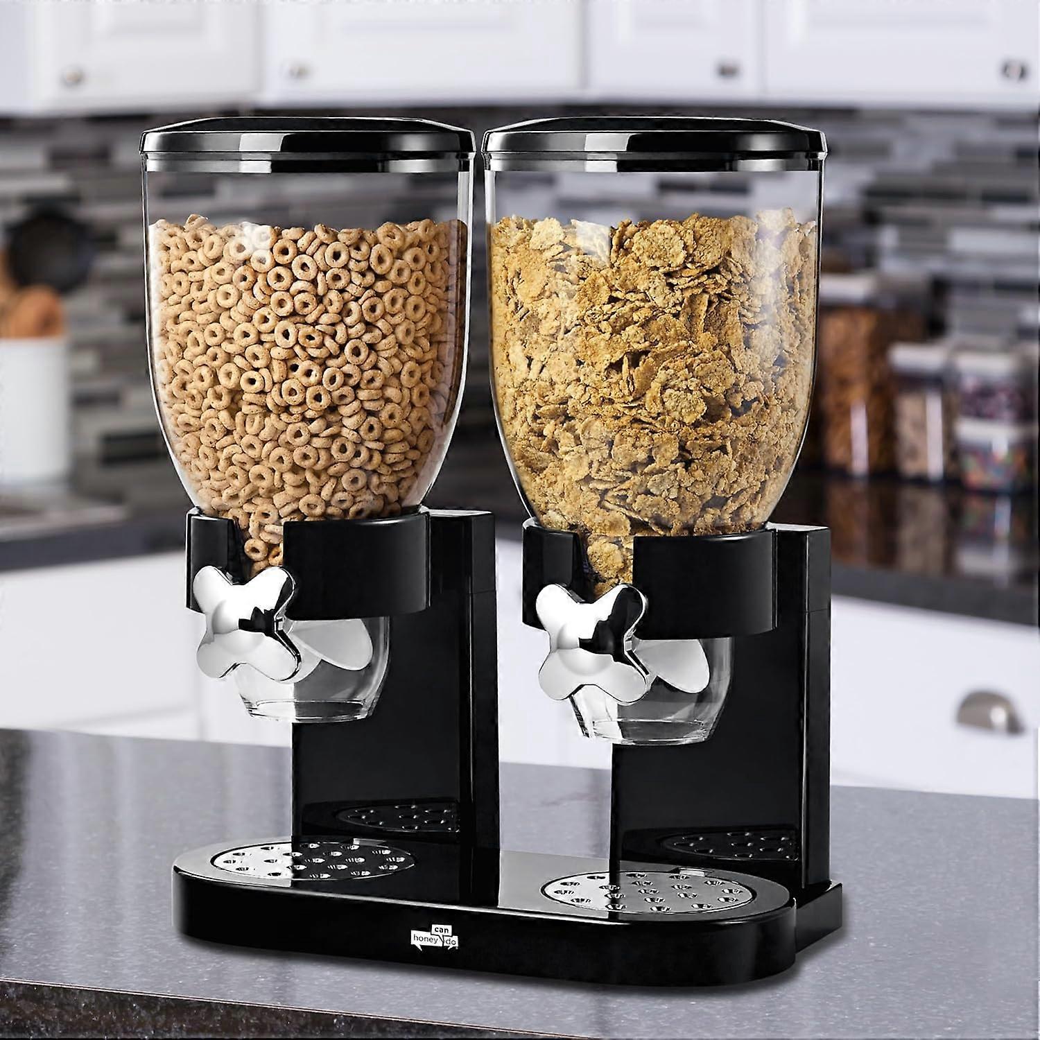 Dual-Control Dry Food Dispenser – Effortless & Organized Storage for Cereal, Dog Food, or Snack Dispenser for All Kinds of Treats, 17.5 oz Each
