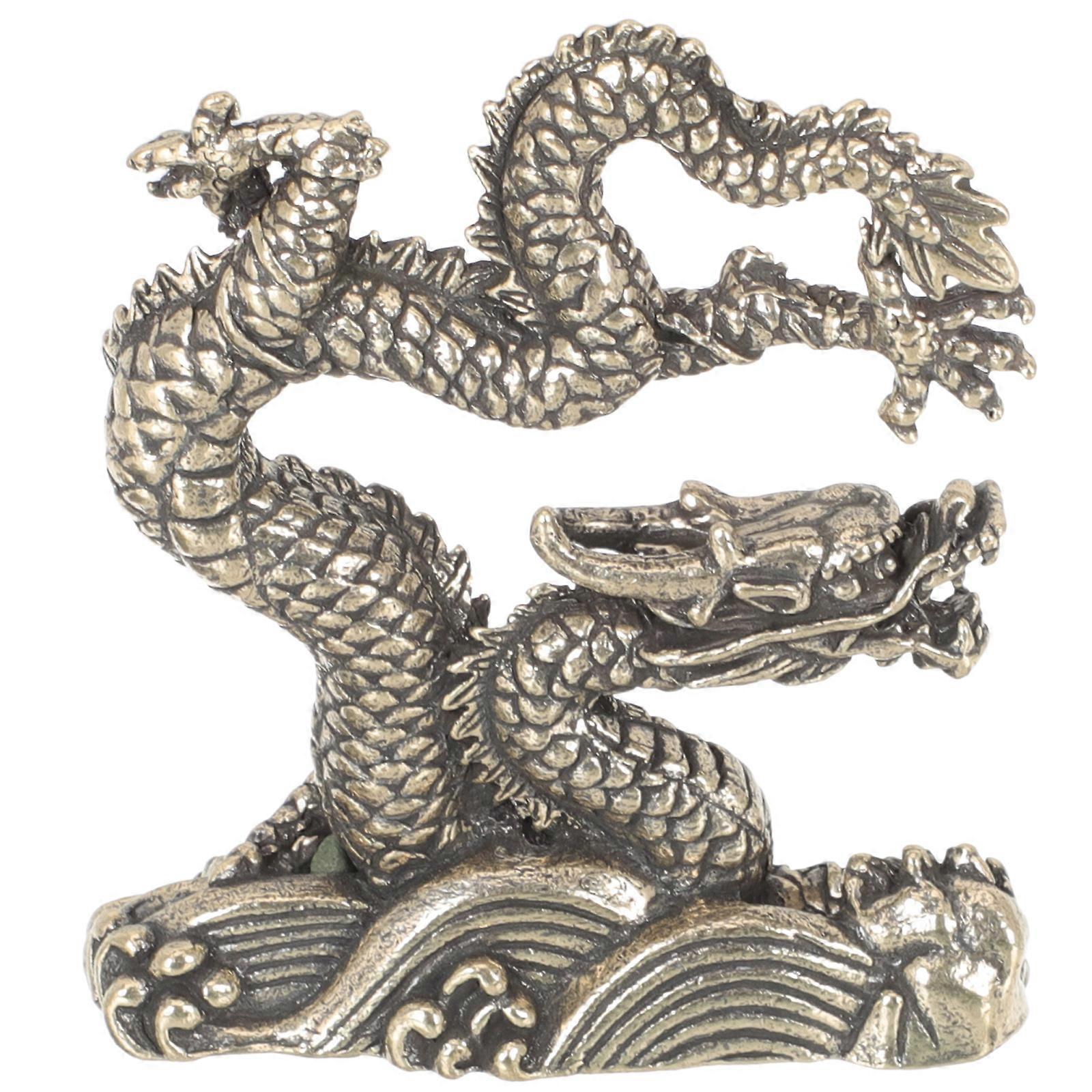 Copper Dragon Statue for Wealth Prosperity Ornament Decorative Craft