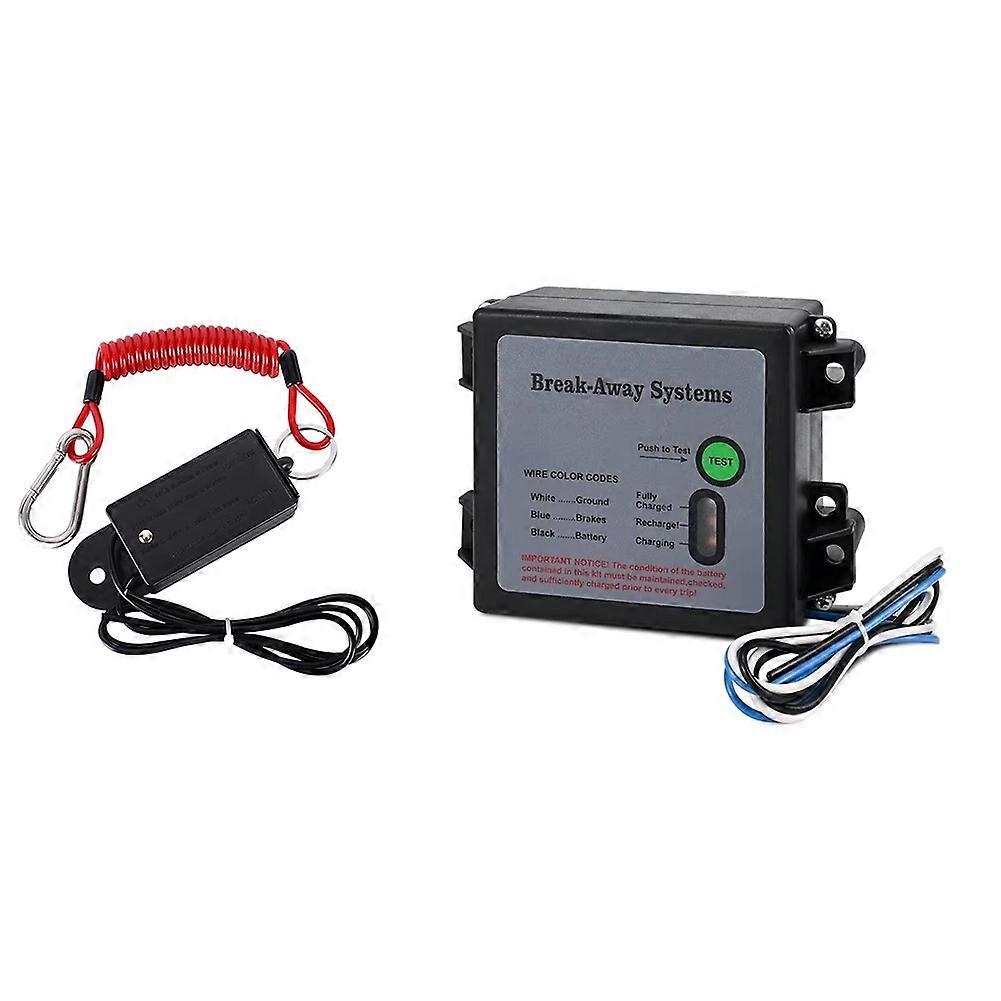 Trailer Brakes Breakaway Kit with Switch, LED Test Light Electric Breakaway System, Universal Trailer Brake Controller
