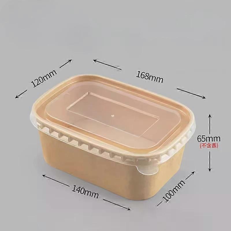 Bo?te �� d��jeuner jetable en papier Kraft ��cologique, bo?te �� emporter rectangulaire ��paisse de qualit�� alimentaire, chauffage au micro-ondes