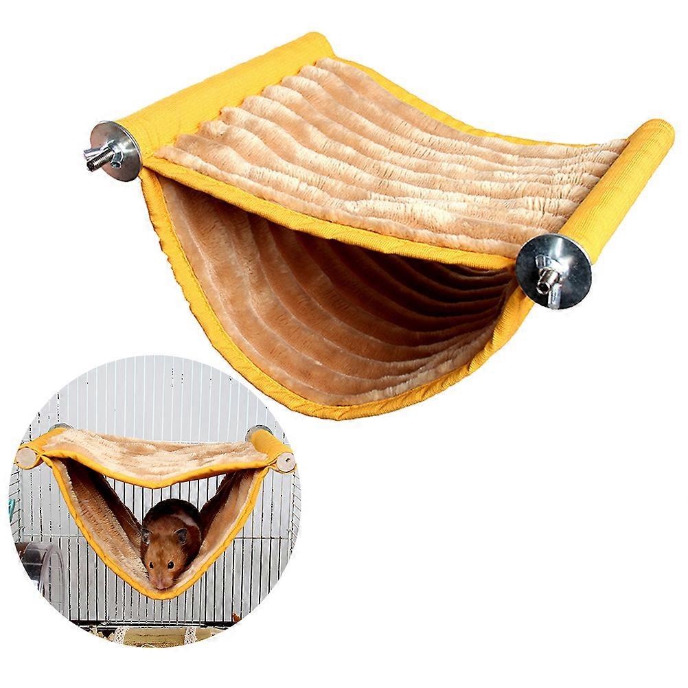 Yellow Double Layer Hanging Cotton Nest for Hamster with Plush Material and Warm Winter Toy 70