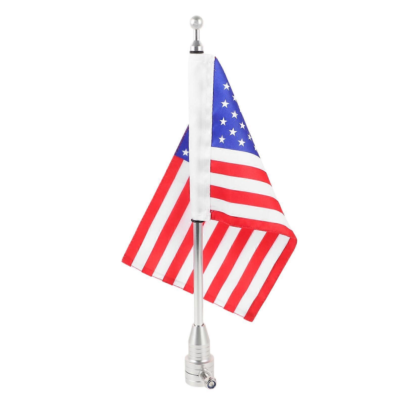 Motorcycle Handlebar Flag Mount with American Flag Holder Weatherproof Pole for Easy Install