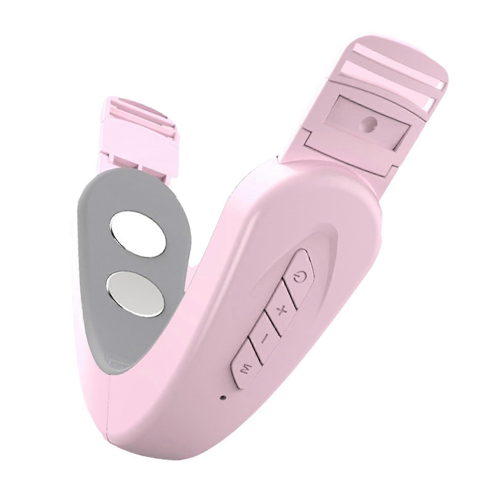 Electric Face Lift Device with 12Speed Control, Pink Microcurrent V Shape Slimming Belt Foldable Design