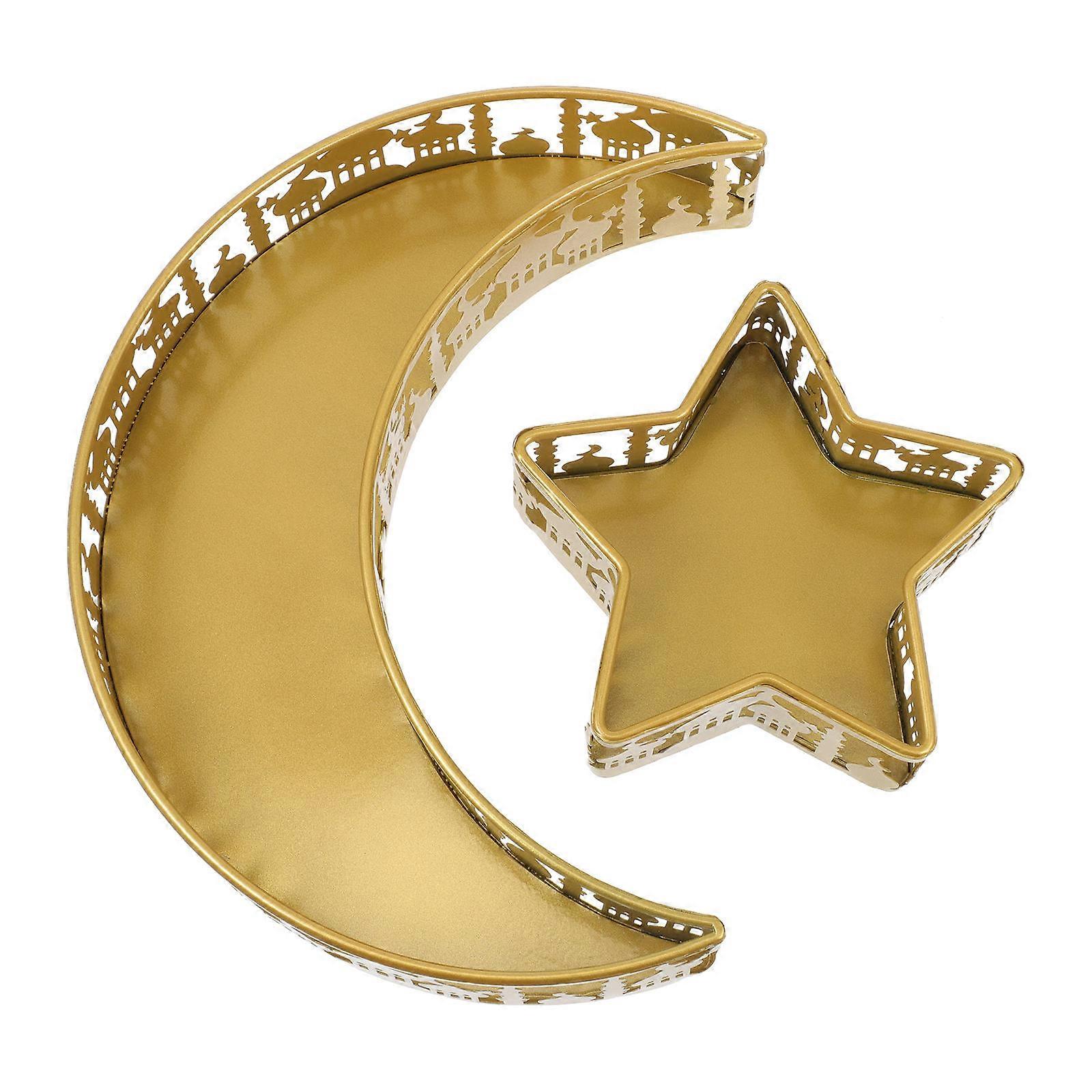Eid Accessories Moon and Star Tray for Storage 2Pcs