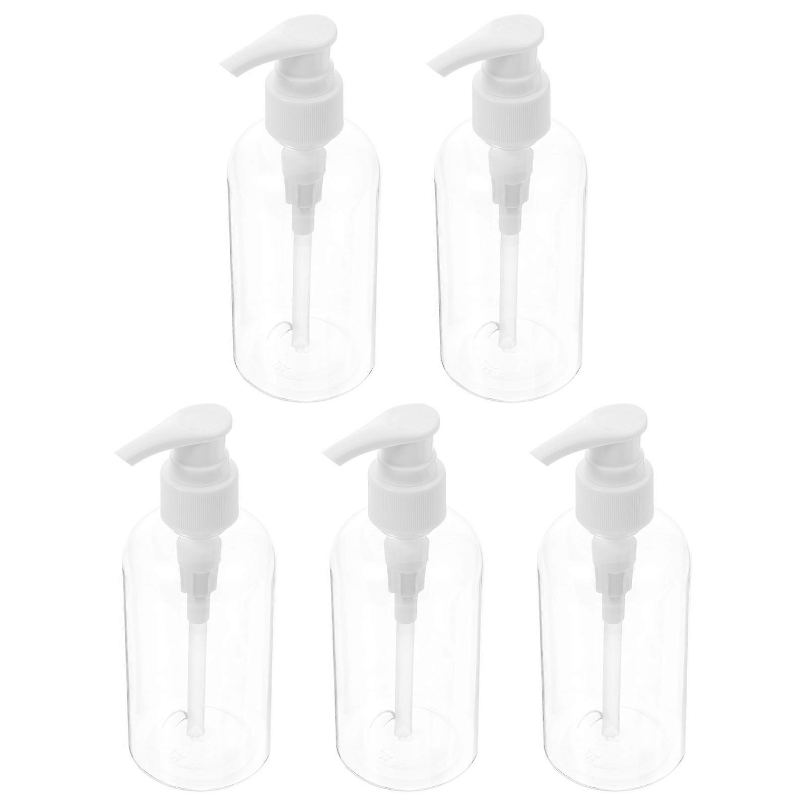 Shampoo Dispenser Press Type Reusable Plastic Bottles for Storage 5Pcs