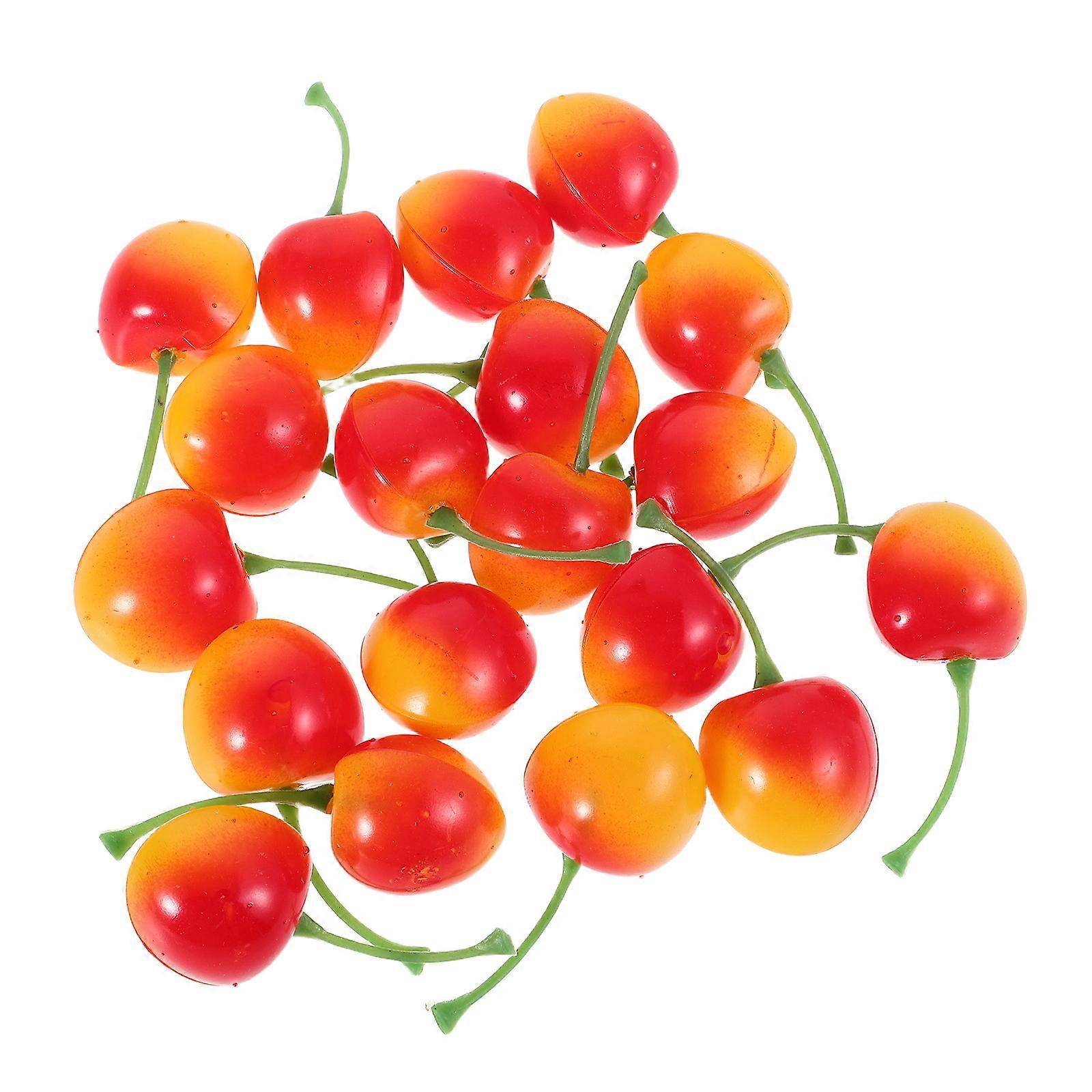 Decorative Fruit Cherry Model for Party Use 20Pcs Artificial Fruits