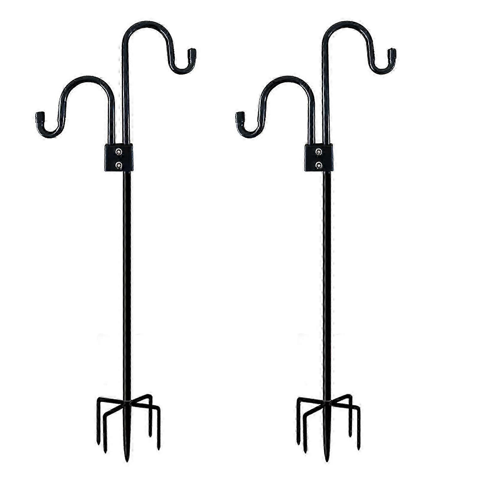 2026 92 Inch Double Shepherds Hook/Bird Feeder Pole, for String Light, Height Adjustable