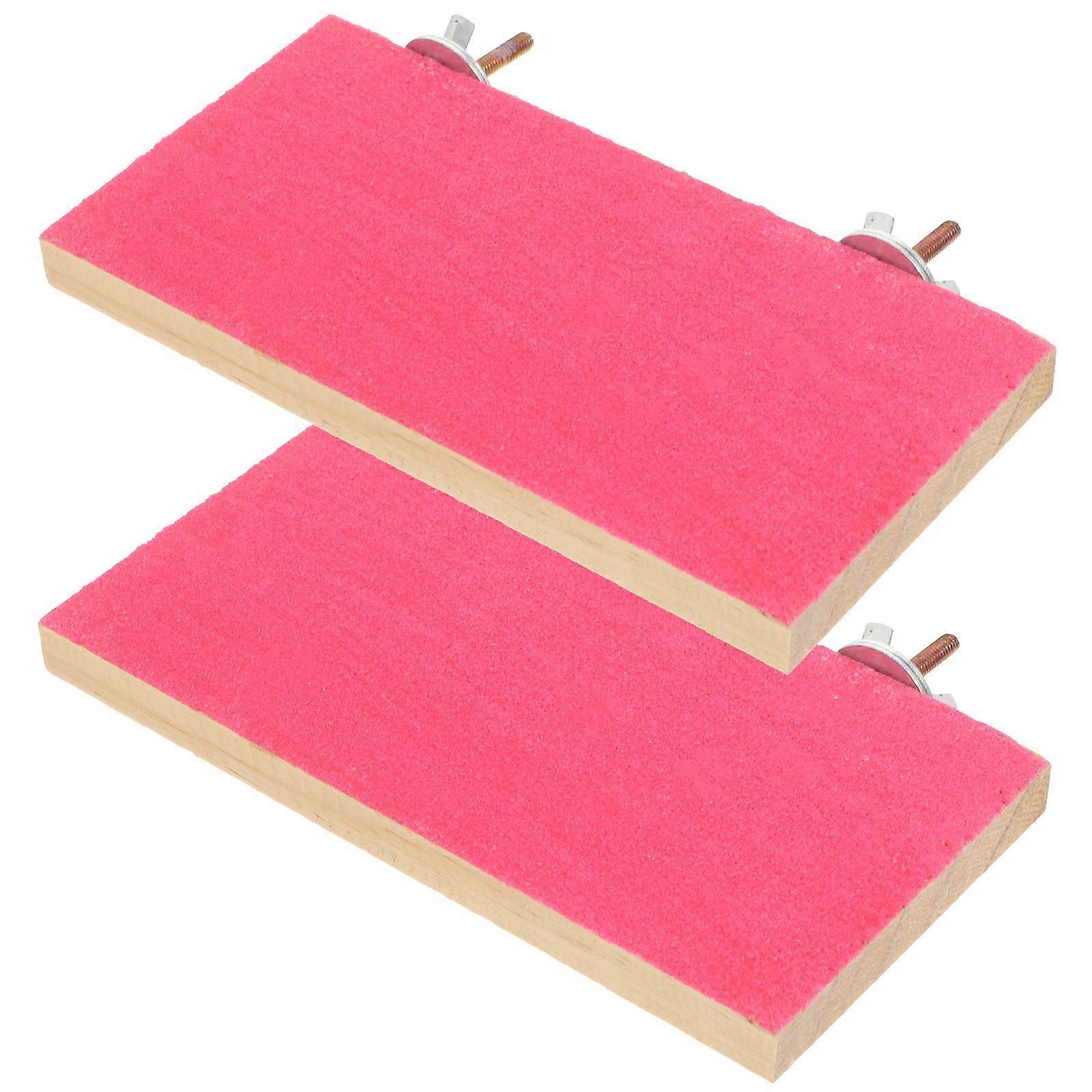 2Pcs Rectangular Parrot Platforms Wooden Bird Platforms Interesting Bird Stands Parakeet Platform