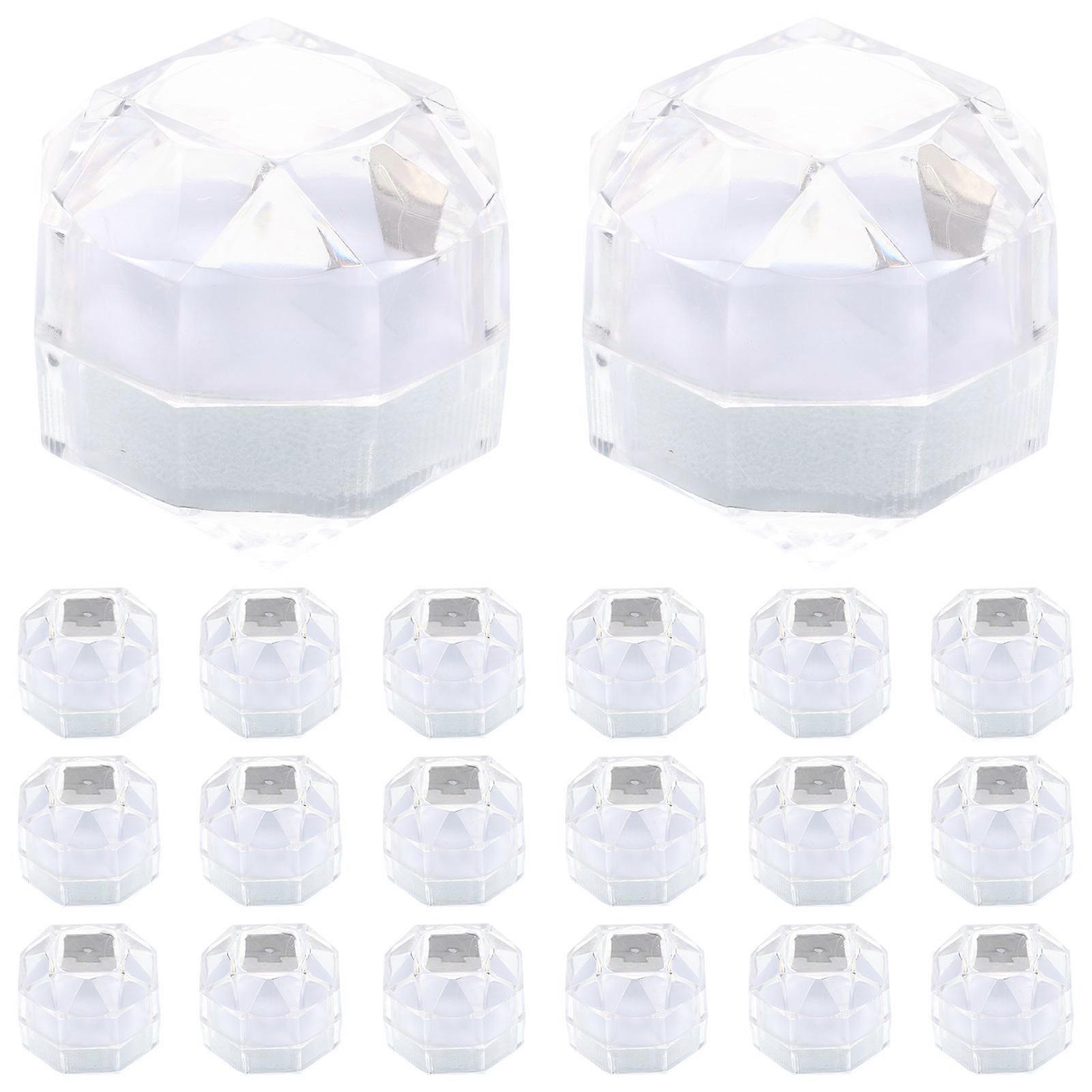 Ring Cases Transparent Proposal Ring Boxes for Engagement 60Pcs White Organizer