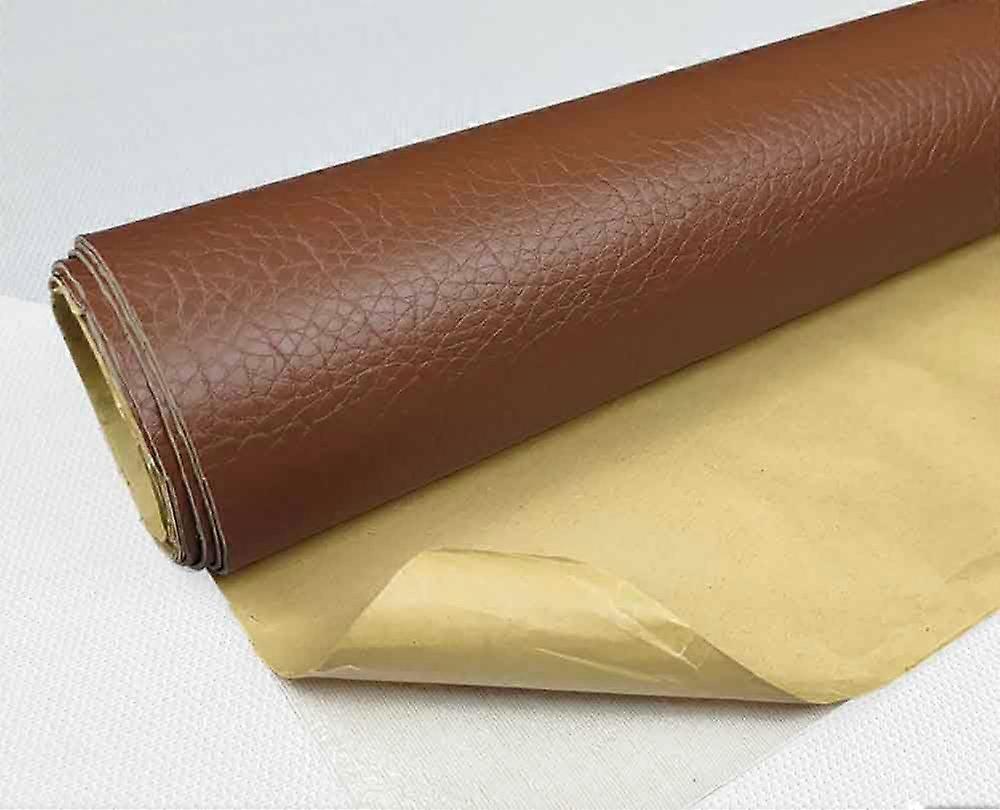 Brown Leather  Patch 16x50in Self Adhesive Kit for Sofa Car Seats Chairs Scratch Resistant