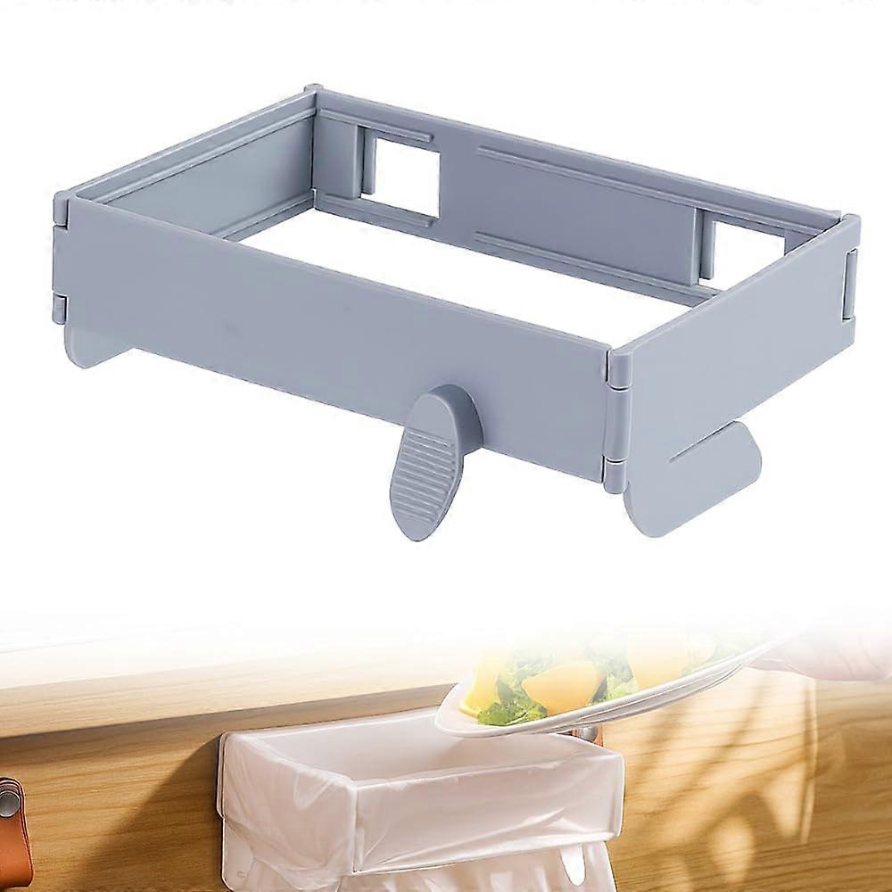 Wall Mounted Trash Can Foldable Bag Holder with Easy Open Close for Kitchen Bathroom Grey