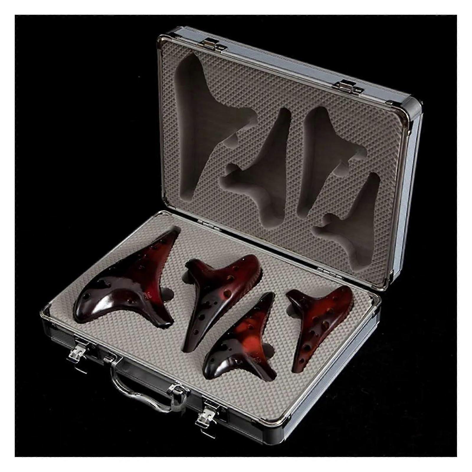 12 Hole Ceramic Ocarina Set 4pcs Hand Painted with Case Complete Learning Kit for Beginners