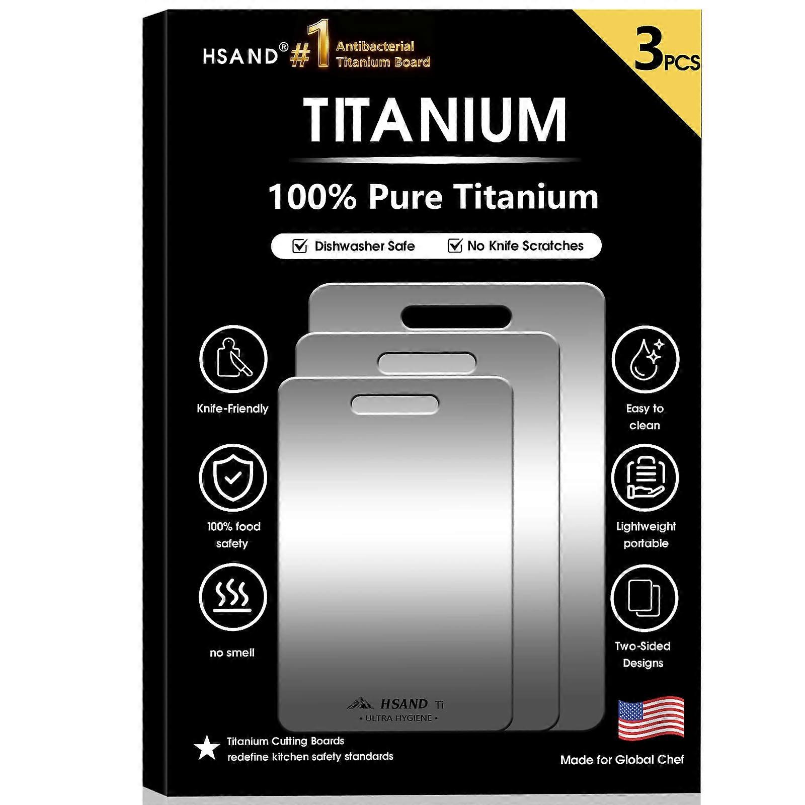 Titanium Cutting Board Set 3Pack, KnifeFriendly DoubleSided, NonSlip, Dishwasher Safe