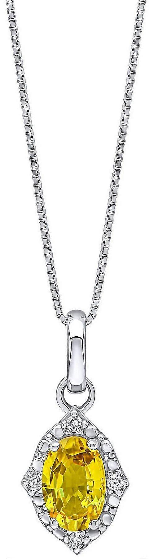 Elements Gold Oval Sapphire and Diamond 9ct Gold Pendant - Gold/Yellow