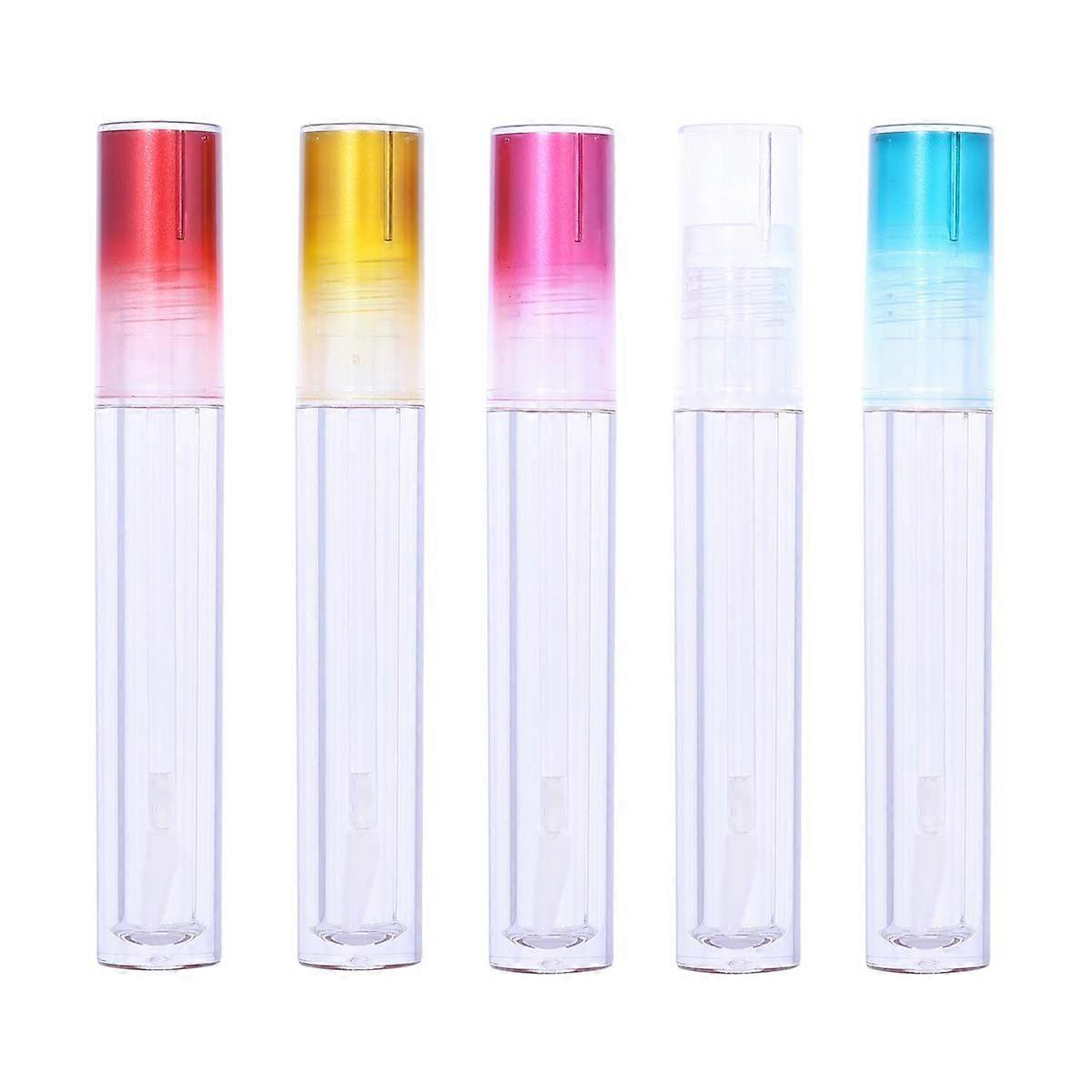 Empty Lip Gloss Tubes 5ml Set with Wand Gradient Caps LeakProof Clear Bottles for DIY