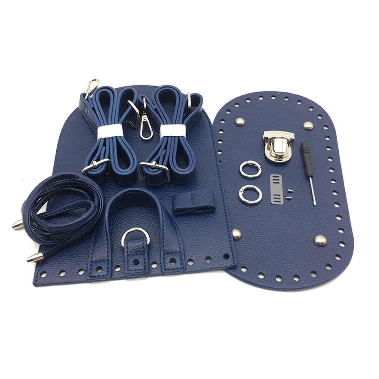 PU Leather Backpack Making Kit with Straps and Bottom, DIY Handmade Bag Accessories Set, Blue
