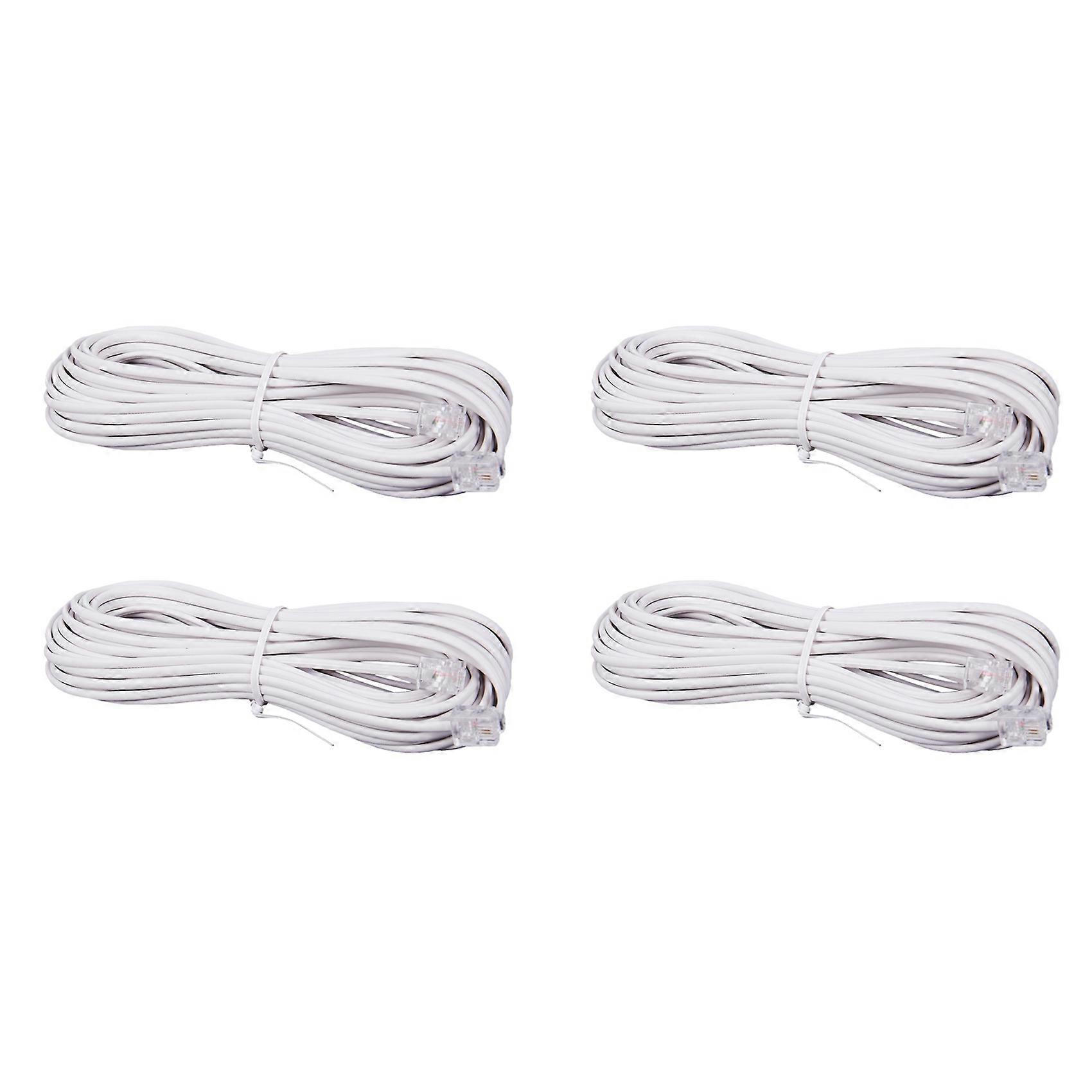 4pcs 10m RJ11 Telephone Connector Extension Cable White