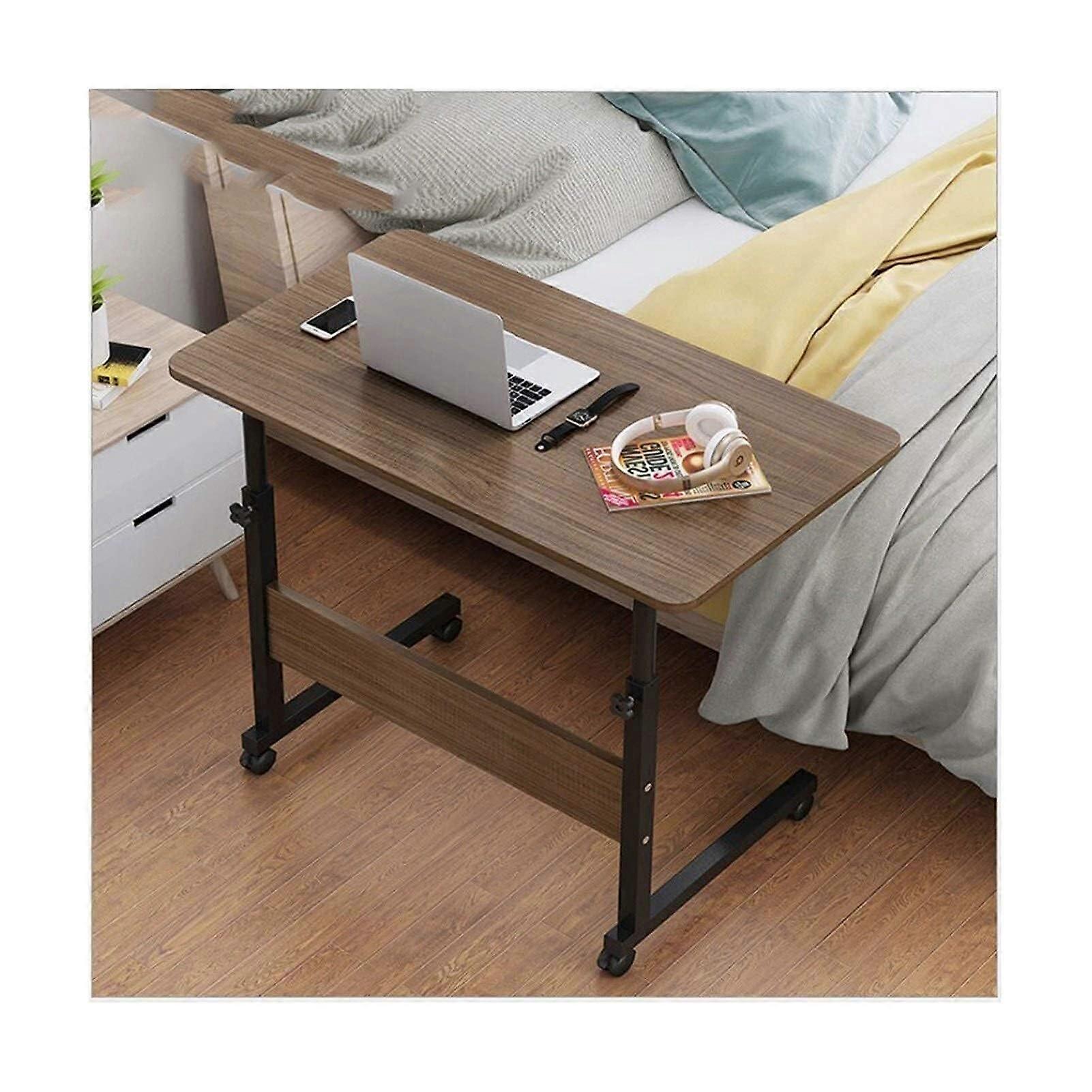 Overbed Table with Wheels, Height Adjustable Bedside Laptop Desk, Rolling Computer Workstation 60x40cm