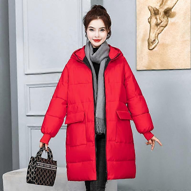 Winterjacke für Damen in Übergröße XL-8XL, lässig, warm, dick, mit Baumwolle gefüttert, lange Parkas mit Taschen