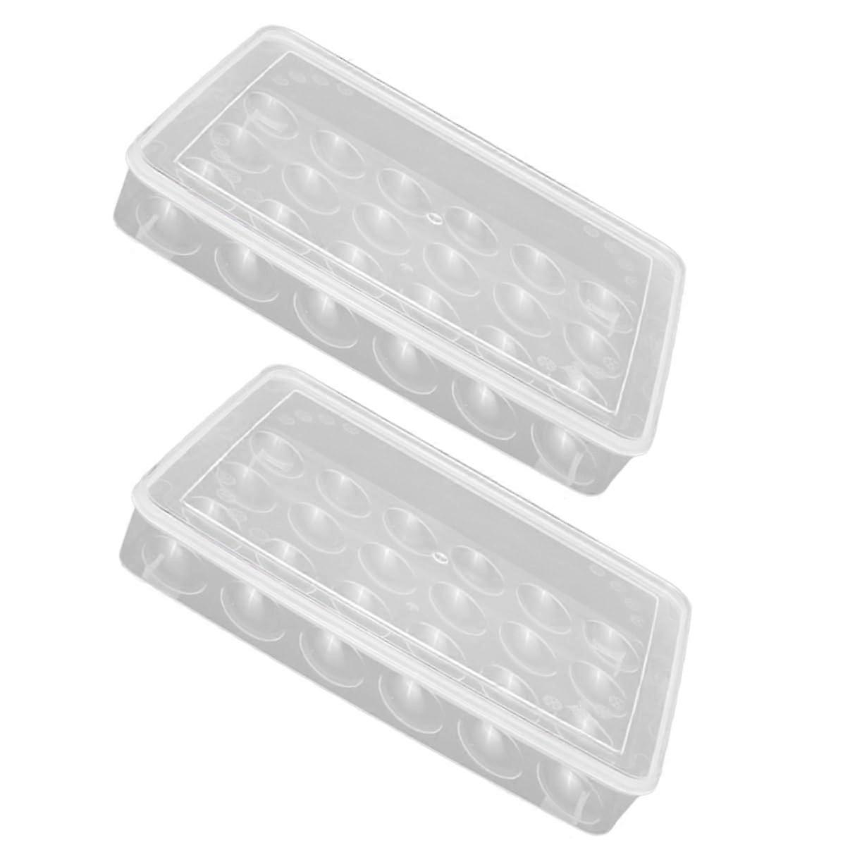 Refrigerator Egg Holder 2pcs Clear Stackable Egg Storage Container with Lid for Kitchen Organization