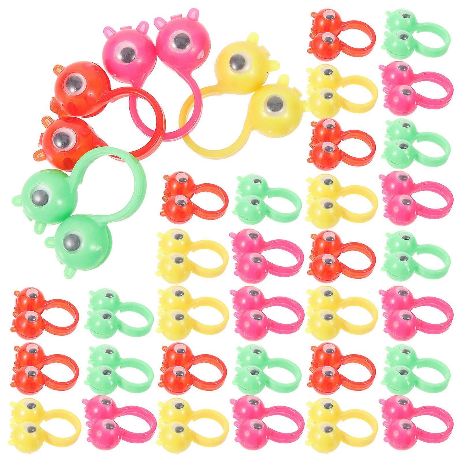 Assorted Color Eye Finger Puppet Plastic Eyeball Ring for Playing 50Pcs